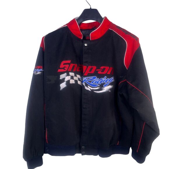 Snap-on Racing Jacket Mens XL, Black/ Red Embroidered Checkered Flag. - Picture 2 of 10